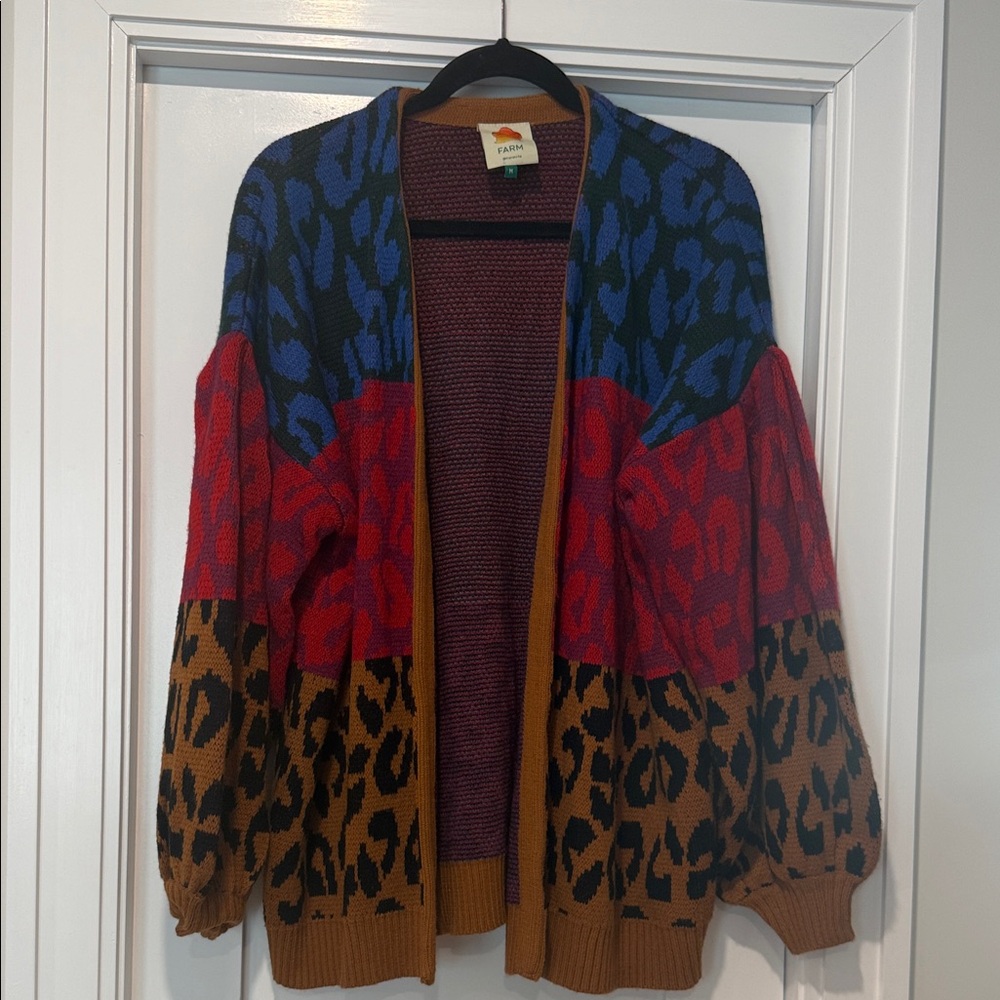 Farm Rio Colorful Leopard Print Cardigan Medium